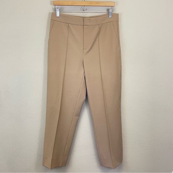 Vince Pecan Tan Pintuck Stove Pipe Cropped Pants Size 8‎ - Picture 5 of 11